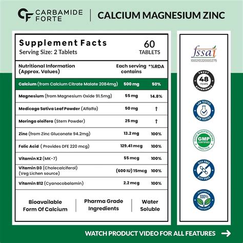 Carbamide Forte Calcium Magnesium & Zinc Tablets with Vitamin – Body ...