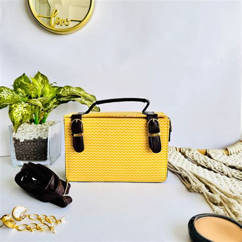 Yellow Zigzag Box Sling Bag – mohlifestyle