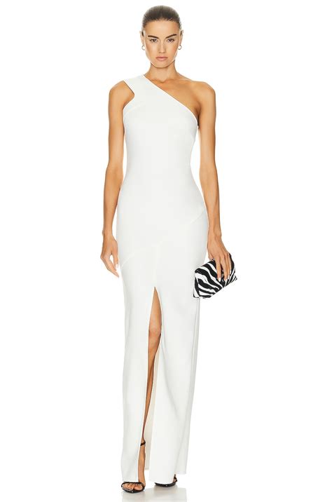 TOM FORD Double Cady One Shoulder Evening Dress in Chalk | FWRD