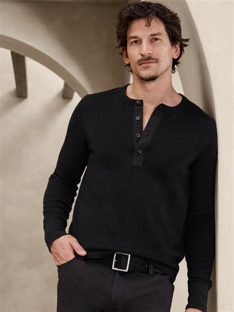 Double-Knit Henley T-Shirt | Banana Republic