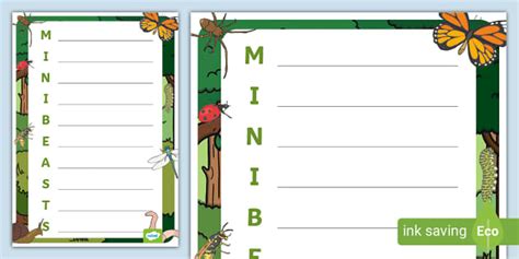 Minibeasts Acrostic Poem Template - Twinkl - KS1