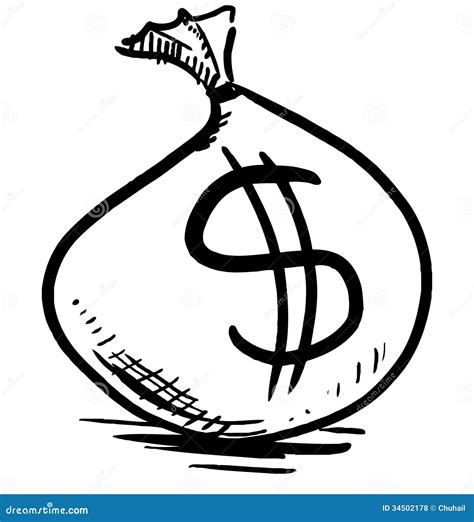 Money bag with dollar sign stock vector. Illustration of money - 34502178