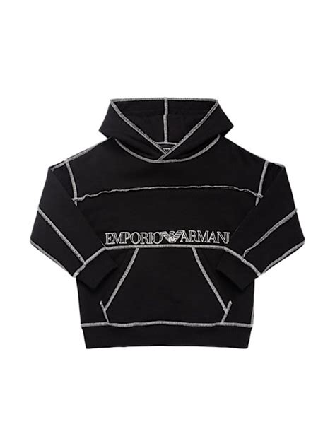 Organic cotton hoodie w/logo - Emporio Armani - Boys | Luisaviaroma