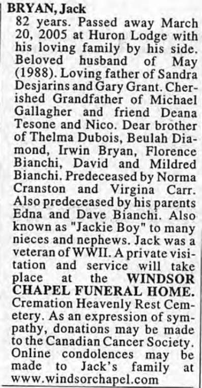 Windsor Star OBITUARIES 2006 A-K - Ontario Ancestors