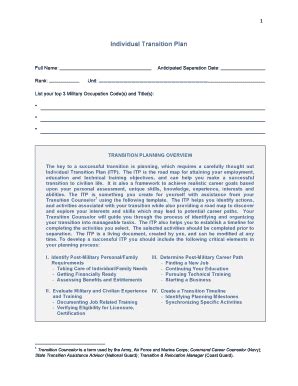 Fillable Online Individual Transition Plan Fax Email Print - pdfFiller