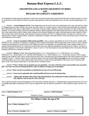 Fillable Online Banana Boat Waiver - Express Watersports Fax Email ...