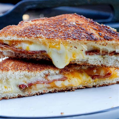 Grilled Cheese with Bacon on the Griddle - Sip Bite Go