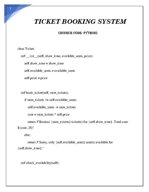 BMI Calculator - TICKET BOOKING SYSTEM (source code- PYTHON) class ...