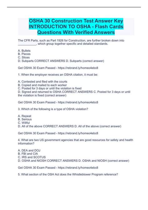 Image result for OSHA Test Answers For