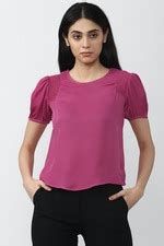Buy Women Pink Solid Formal Round Neck Top Online - 758747 | Van Heusen