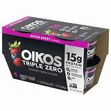 Oikos Triple Zero Mixed Berry Nonfat Greek Yogurt Pack, 0% Fat, 0g ...