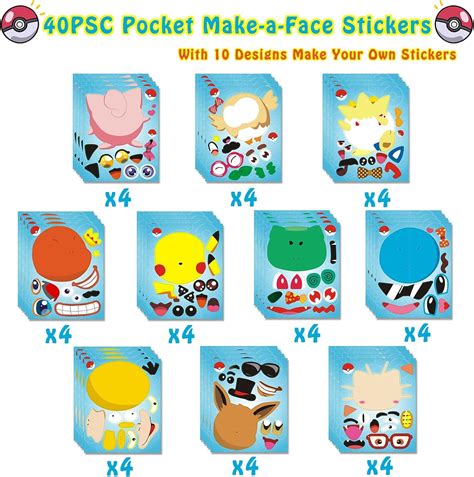 Buy 40Pcs Cartoon Make-a-face Stickers, Make Your Own Stickers Fun ...