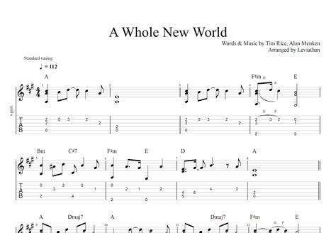 A Whole New World吉他谱_ZAYN,Zhavia Ward_A调指弹 - 吉他世界