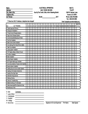 Fillable Online Daily Work Record - Tucson Electrical JATC Fax Email ...