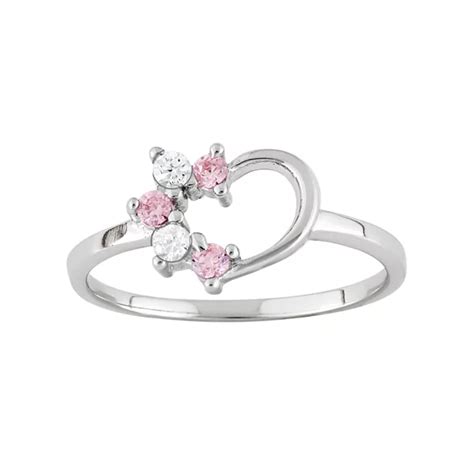 Junior Jewels Cubic Zirconia Sterling Silver Heart Ring - Kids