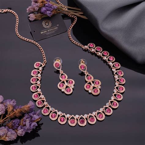 brado jewellery Brass Gold-plated Rose Gold, Pink Jewellery Set Price ...