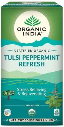 ORGANIC INDIA Tulsi Peppermint Refresh 25 IB Herbal Tea Bags Box Price ...