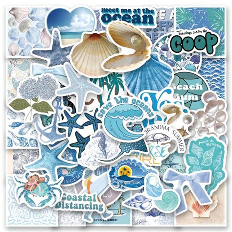 60PCS Coastal Granddaughter Stickers Vinyl Aesthetics Stickers For ...