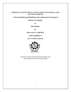 Screening of novel drugs against alpha-glucosidase, a key enzyme in ...