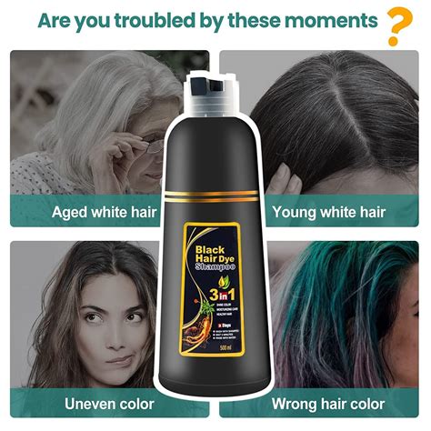 Buy 2023 NEW Black Instant Hair Color Shampoo For Gary Hair,3 In 1-100% ...