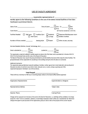 Fillable Online edon k12 oh USE OF FACILITY AGREEMENT - Edon Fax Email ...