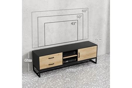 Meubles TV Homcom Meuble TV moderne - porte, étagère, 2 tiroirs, 2 ...