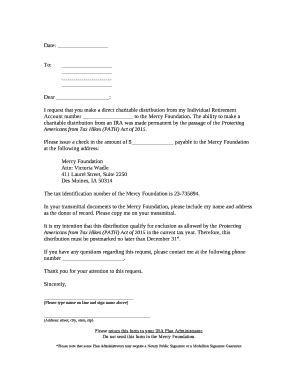 I request that you make a direct charitable distribution from my ...