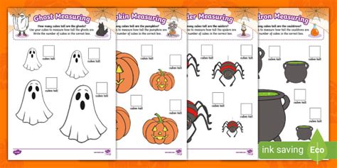 Halloween Measuring With Cubes Activity Sheets