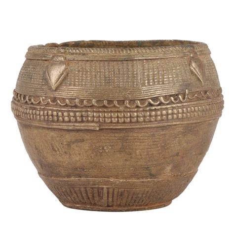 Tribal Brass Rice Measurement Bowl With One Handle