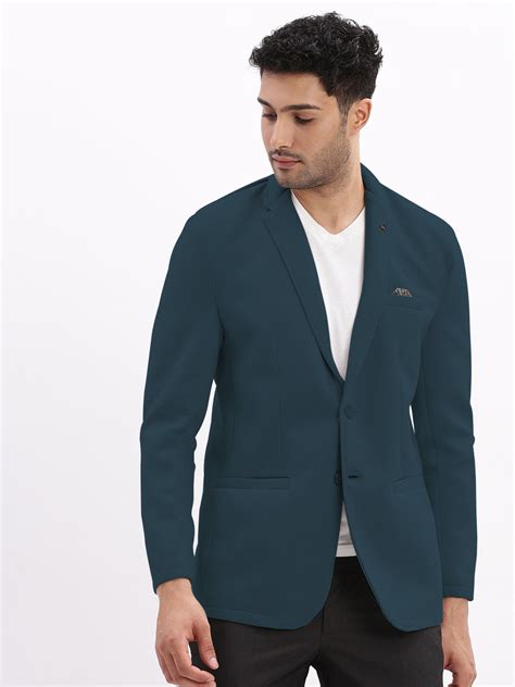 SHOWOFFFF Men's Teal Single-Breasted Slim Fit Blazer with Notched Lapel
