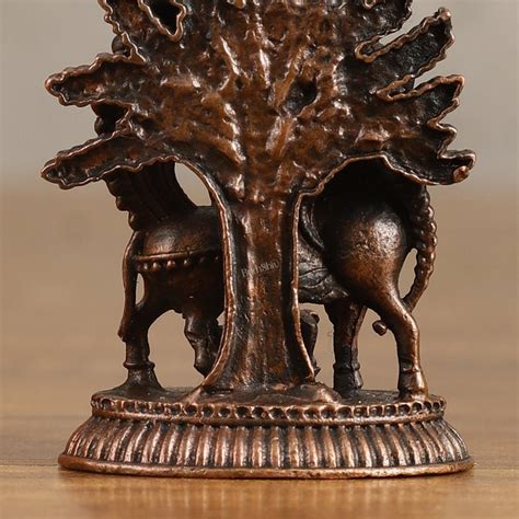 Buy Pure Copper Kamdhenu Cow with Kalpavriksha Tree Idol - 2 Inch ...