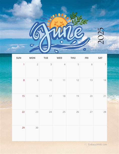 June 2025 Calendar Free PDF Printables | EntheosWeb