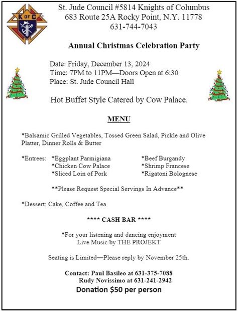 Council Christmas Party December 13, 2024, 683 Route 25A , Rocky Point ...