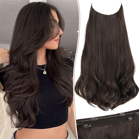 Amazon.com : KooKaStyle Invisible Wire Hair Extensions Long Wavy ...