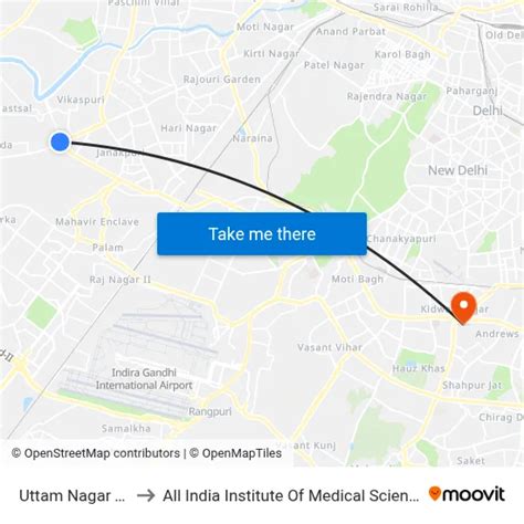 Uttam Nagar Terminal to All India Institute Of Medical Sciences (Aiims ...