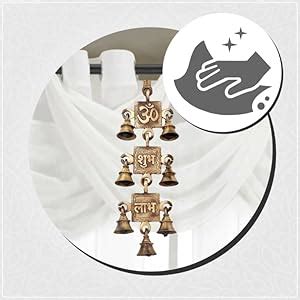 Two Moustaches Om Shubh Labh Design Brass Hanging Bells, 12 Inches ...