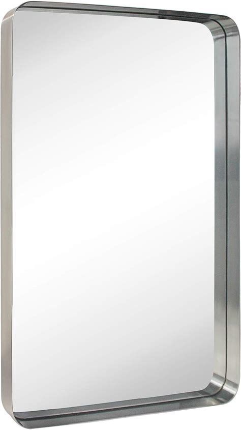 Buy TEHOME 24x36 inch Brushed Nickel Silver Metal Framed Bathroom ...