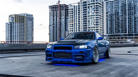 Download wallpaper GT-R, Blue, R34, NISMO, Front view, section nissan ...