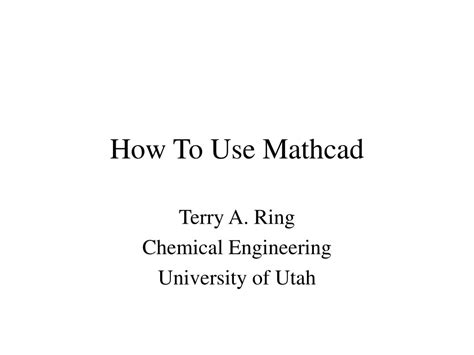 How to Use Mathcad 的图像结果