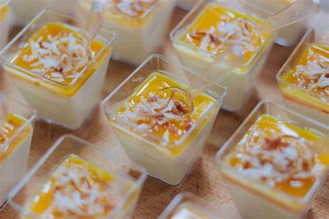 Coconut Panna Cotta with Mango Puree - Brick House Catering