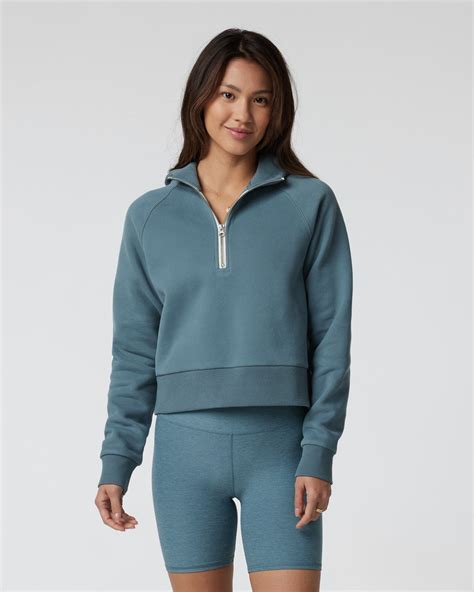 Restore Half Zip Hoodie | Women's Smoke Blue Hoodie | Vuori
