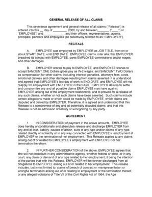 CA General Release of All Claims - Fill and Sign Printable Template Online