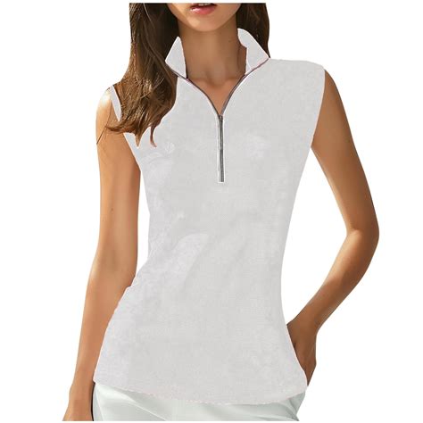 WCMZJ Women's Casual Golf Polo Shirts Collar Neck Quarter Zip Front ...
