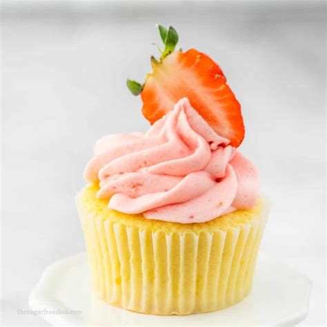 Sugar Free Lemon Cupcakes with Strawberry Frosting - THE SUGAR FREE DIVA