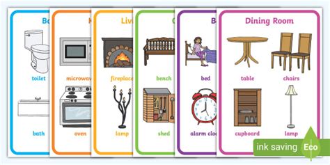👉 Items from Parts of the House Display Posters - Items from Parts of the