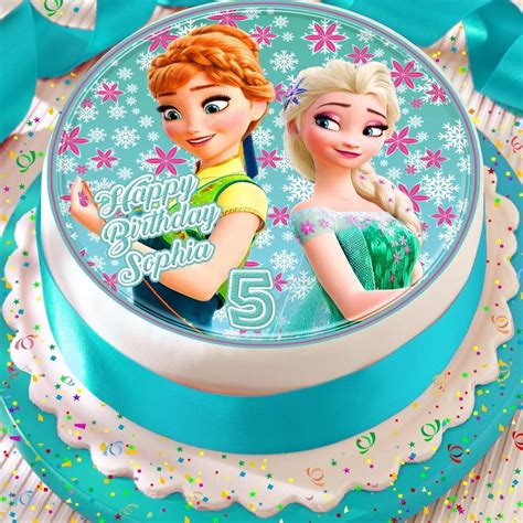Buy Frozen Fever Happy Birthday Personalised 7.5 INCH Edible Icing Cake ...