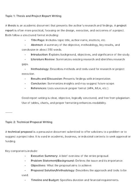 Thesis & Project Report Writing Guide: Key Elements & Structure - Studocu