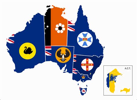 flag map of australia - states and mainland territories : r/vexillology