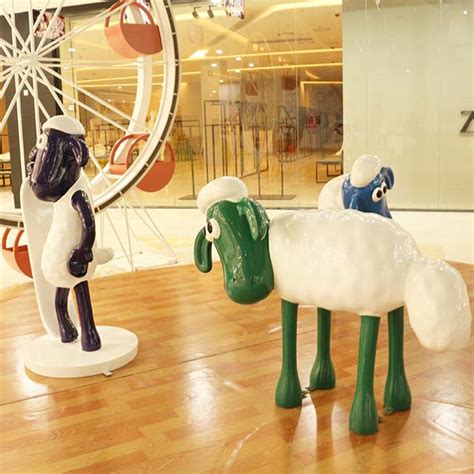 肖恩羊玻璃钢仿真动物雕塑摆件园林景观庭院花园小品 - 欧迪雅凡家具
