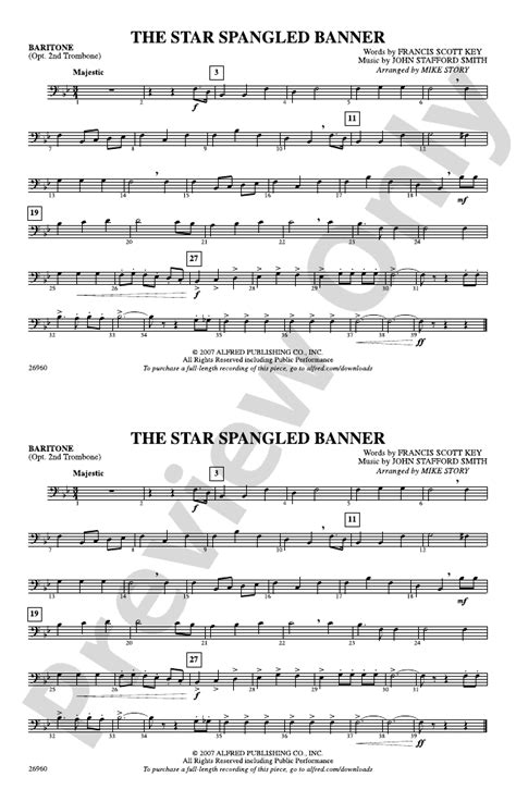Image result for Baritone Star Spangled Banner Notes